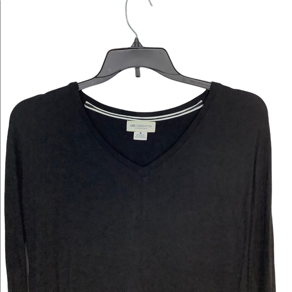 Women's Liz Claiborne Medium 8 - 10 V-Neck Sweater Shirt Black Buttery Soft NWOT - Picture 5 of 7